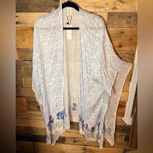 Raj Blue and White Floral Kimono Top